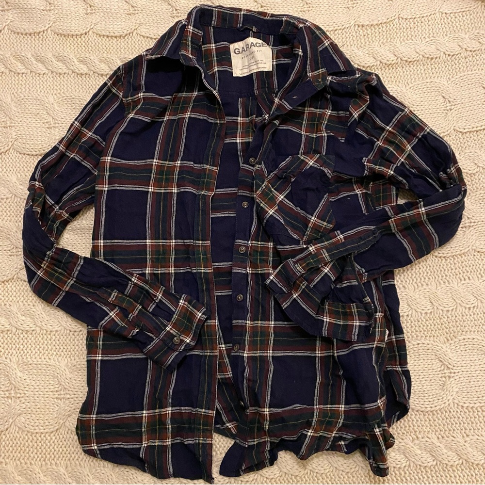 Garage Plaid Button Up Flannel Shirt